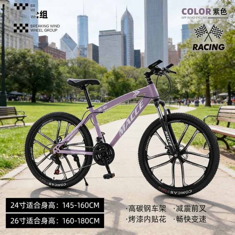 Cycling Low Gear - Paarse 10-versnellings high-end mountainbike 26-inch volwassen